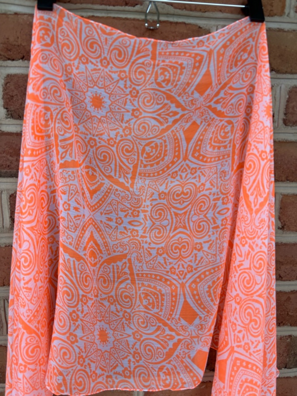 Cejon Orange and White Mandala print Wrap Scarf
